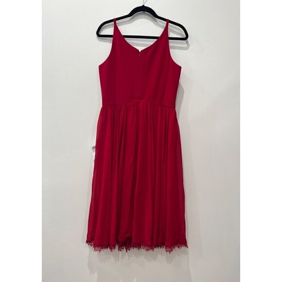 Dress the Population Alicia Mixed Media Midi Dress Color-Red Size/Large MSRP$198 - Picture 10 of 13